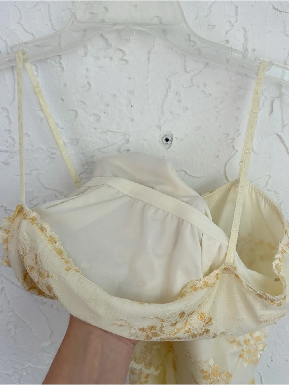 Vintage Y2K White/Cream Square Neck Lace Babydoll Cami Size Large - Picture 6 of 11